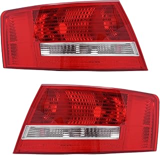 DuYouG- Tail Lights For 2006 2007 2008 Audi A6/ A6 Quattro/ S6 Halogen Rear Lights Rear Brake Lamps Taillights Assembly Replacement Red Clear Lens Left Driver Side & Right Passenger Side