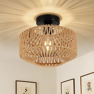 Boho Mini Rattan Chandelier