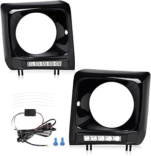 PIT66 Black Headlight Bezel Pair with DRL for Mercedes W463 G-Class