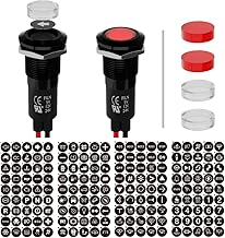 2PCS LED Metal Indicator Lights, Includes 180 Replacement Symbols 12V 24V 12mm Mounting Holes IP67 Waterproof Pilot Lights for Cars Boats Industrial Panels Dashboards(Red LED Light)