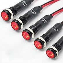 5Pcs 8MM (5/16'') Indicator Light led Indicator Light 12V 24v Metal Pilot Lamp Light Black Anodized Waterproof ip67 Red Signal Lamp Light(12V-Black Anodized-Red 5Pcs)