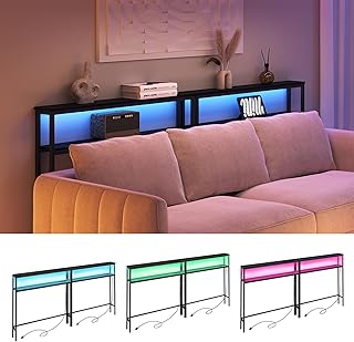ELYKEN 2 Pack Console Sofa Table with LED Light
