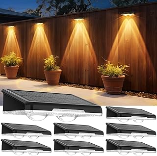 Solar Fence Lights, 8 Pack, 3 Modes