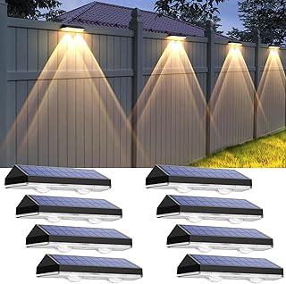 Solar Fence Lights, 3 Modes, 8 Pack