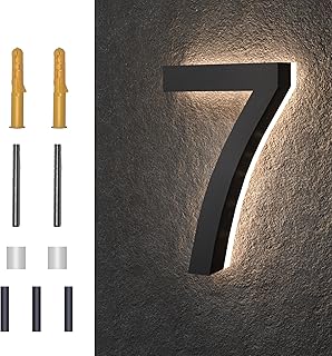 5 Inch Backlit LED House Numbers, Waterproof