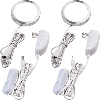 Single Under Cabinet Puck Light - 120V Electric Wired, 2 Packs