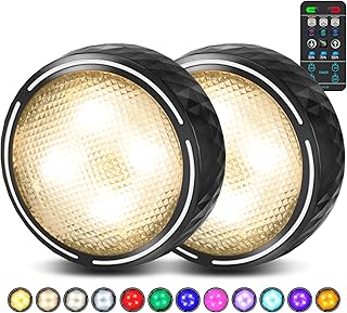 LED Puck Lights with Remote Control - 2 Pack, Color Changing