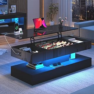 47.2" Lift Top Coffee Table with LED Lights