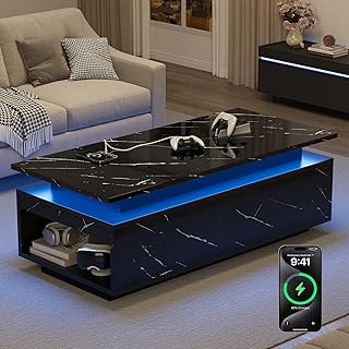LED Coffee Table with Wireless Charging
