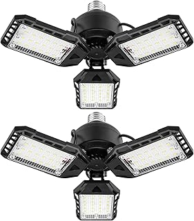 LED Garage Lights 80W, 8000LM, 3 Deformable Panels, 2 Pack