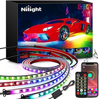 Nilight Car Underglow Lights 256 LEDs RGBIC Multi-Color Remote/APP Control