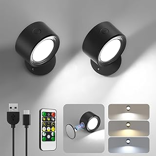 Lightbiz LED Wall Mounted Lights, 2 Pcs Cordless Rechargeable