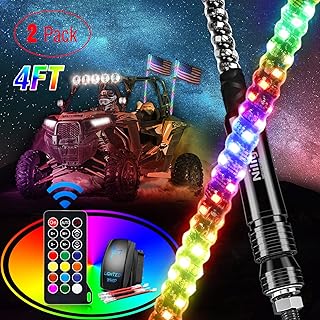 Nilight 2PCS 4FT RGB LED Whip Light