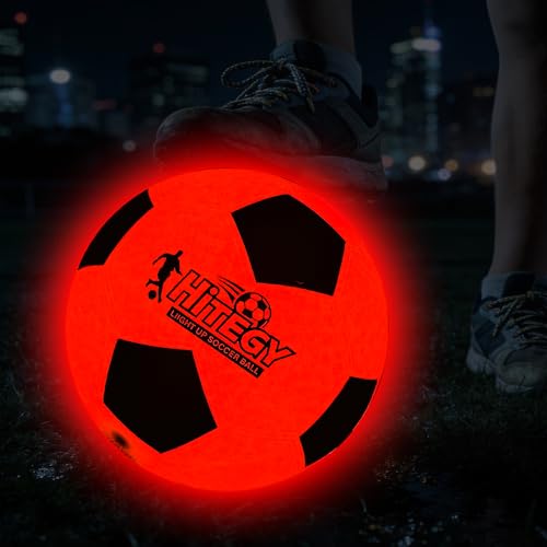 HITEGY Glow in The Dark Light-Up Soccer Ball - Official Size 5, Water-Resistant