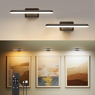 FULEN 2 Pack Battery Operated Picture Lights, LED Wireless Art Lights with Remote (Black)