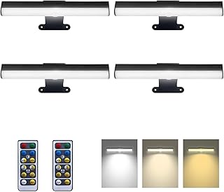 4 Pack Battery Operated Picture Light, Dimmable LED for Art Display with Remote