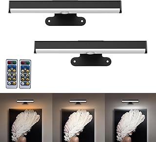 2 Pack Wireless Picture Light, Dimmable Art Light with Remote (Black)