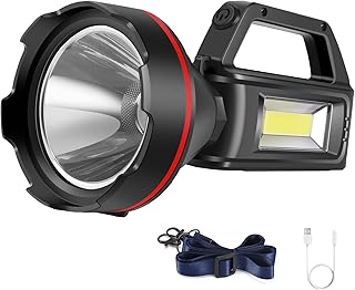 Rechargeable Flashlight - High Lumens LED Spotlight with Strap and USB Output