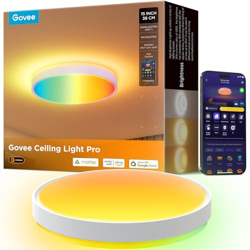 Govee Smart RGBIC LED Ceiling Light - 4300 Lumens, Dimmable, 15 Inch
