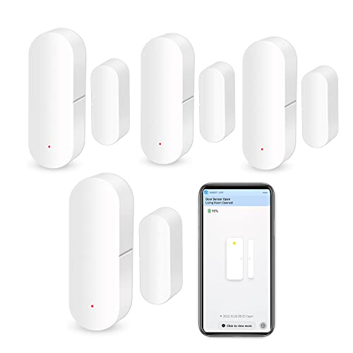 WiFi Door and Window Sensor with App Alerts and Voice Control (4-Pack)