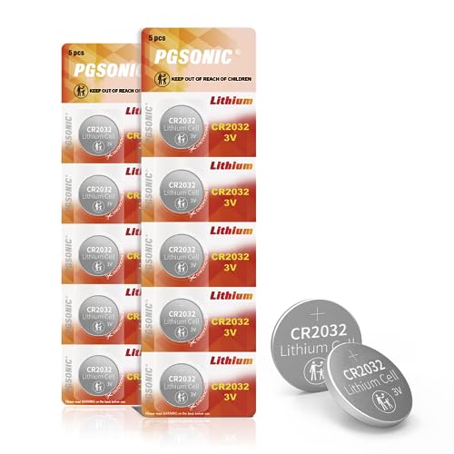 PGSONIC CR2032 3V Lithium Coin Batteries (10-pack)
