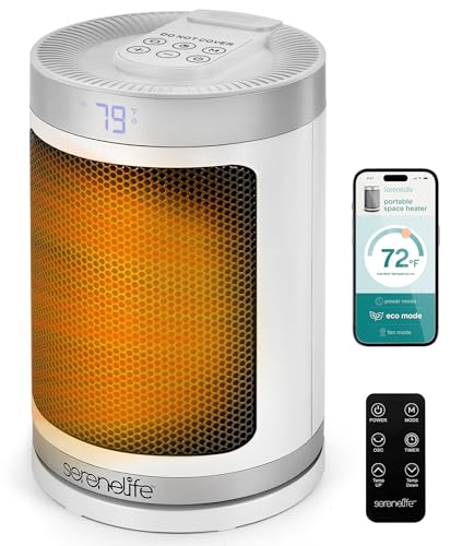 SereneLife 1500W Smart Ceramic Space Heater with Wi-Fi and Remote