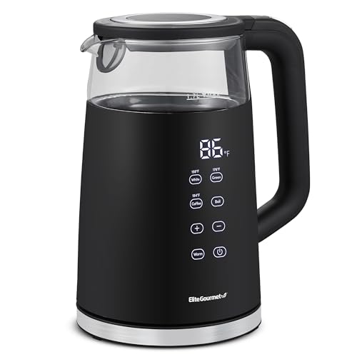 Elite Gourmet 1.7L Electric Tea Kettle with Adjustable Temperature and Keep Warm Function