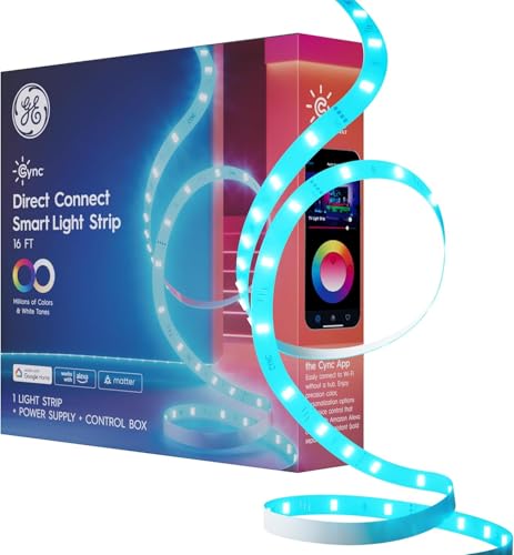GE Cync Smart LED Strip Light - Color Changing, Voice Control, 16 Feet