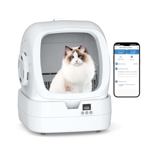 Automatic Self-Cleaning Cat Litter Box with App Control and Weight Monitoring