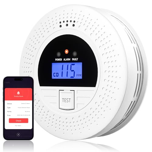 WiFi Smoke and Carbon Monoxide Detector with Clear Display and 85dB Alarm
