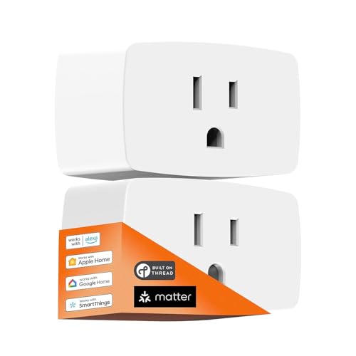 Onvis Matter Over Thread Smart Mini Plug - 15A/1800W, Compatible with Apple Home, Alexa & Google Home (2 Pack)