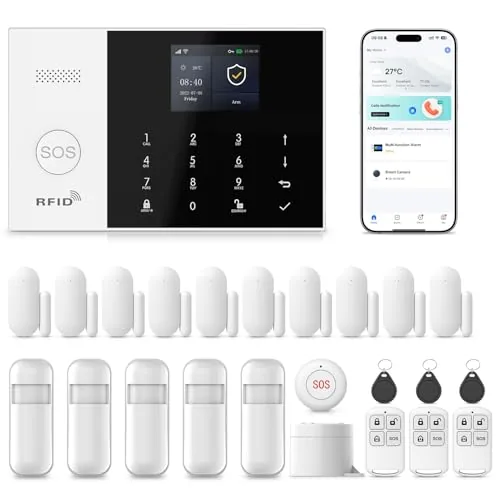 PGST 24-Piece WiFi/4G Home Alarm System No Subscription