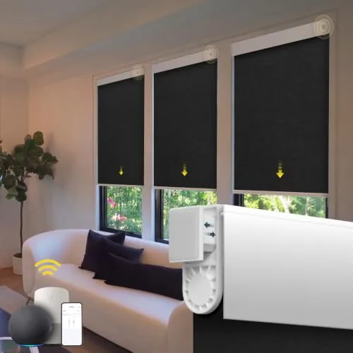Hapadif Motorized Blackout Roller Blind No-Drill 34.5x72