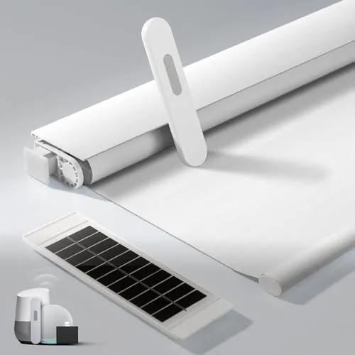 MUSCLEAREA No-Drill Motorized Roller Blinds with Solar Panel