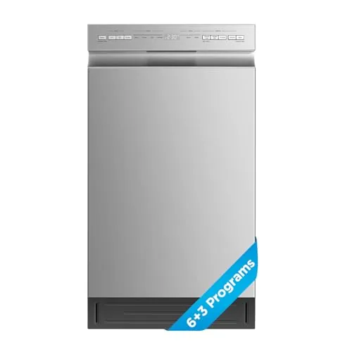Midea 18-Inch Built-In Dishwasher, Stainless Steel Tub