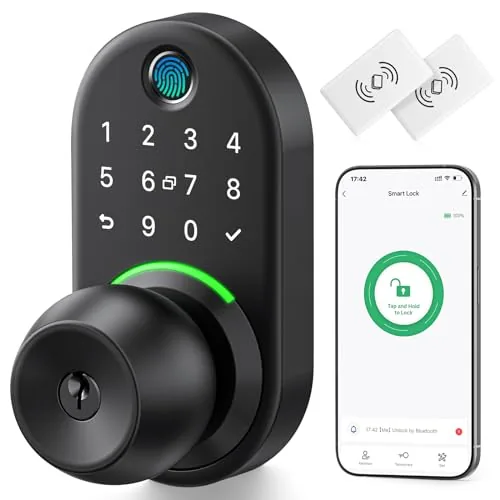 Yamiry Fingerprint Keypad Door Knob Lock 5-in-1 Entry