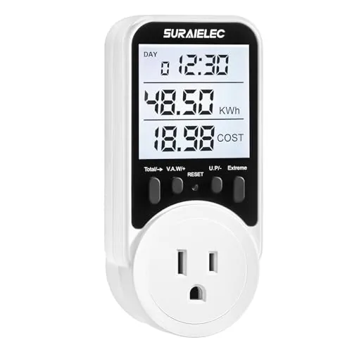 SURAIELEC Outlet Watt Meter with 90-Day Data Memory