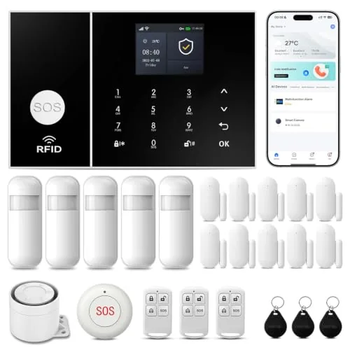 PGST 24-Piece WiFi+4G Home Alarm System No Fees