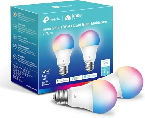 Kasa KL125P2 A19 Full-Color Smart Bulb 2-Pack