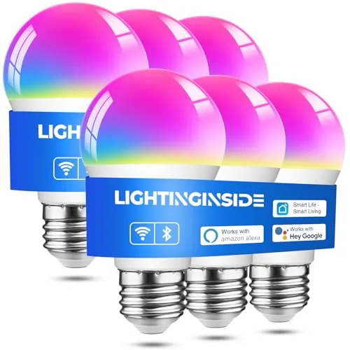 Lightinginside Smart A19 E26 Bulbs BLE+WiFi 6-Pack
