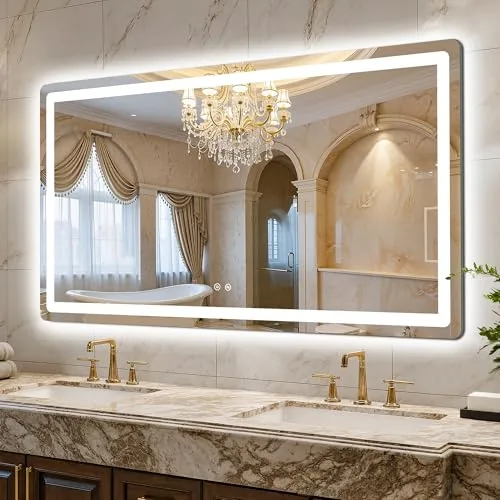 LAWADA 55x30" LED Bathroom Mirror Dual Light + Defog