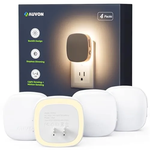 AUVON Backlit Night Light 4-Pack Motion & Dusk-to-Dawn