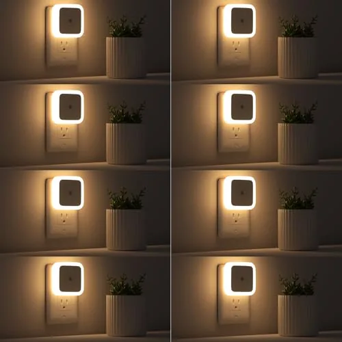 Sujeet 8-Pack Dusk-to-Dawn LED Night Lights Warm White