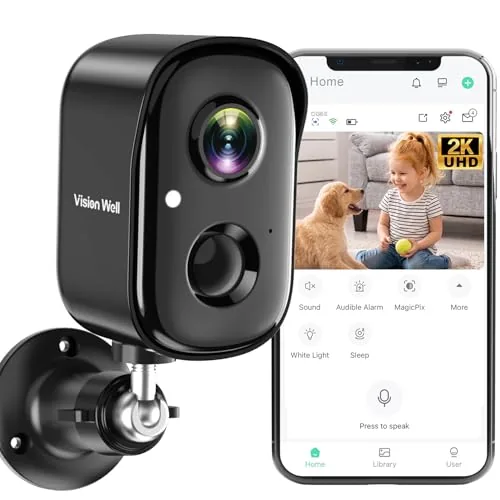 VISION WELL Wireless Outdoor Camera 2K Battery Powered