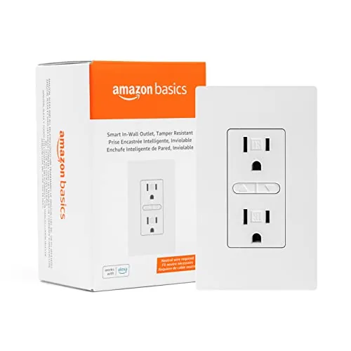 Amazon Basics Smart In-Wall Outlet, Alexa, Dual Controlled
