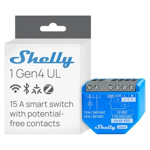 Shelly 1 Gen4 UL Smart Relay Wi-Fi Zigbee Matter