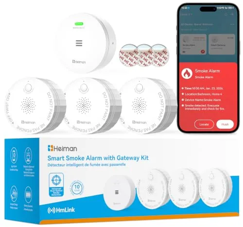 HEIMAN 3-Pack Wireless Interconnected Smoke Detector + Gateway