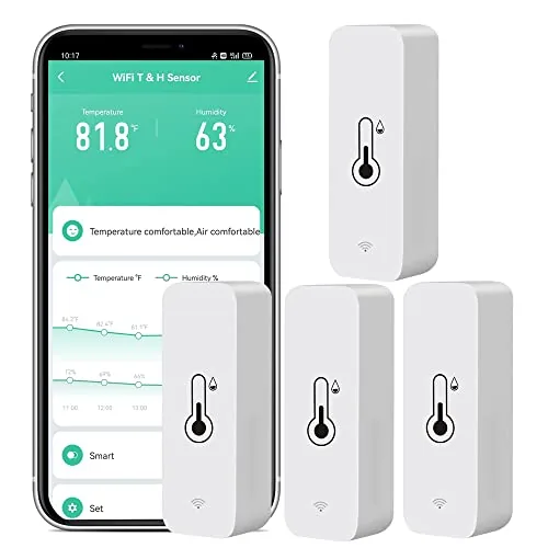 SENCKIT 4-Pack WiFi Temp Humidity Sensor with App Alerts