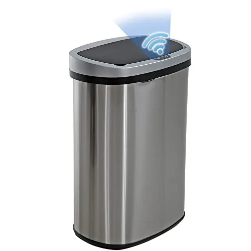 BestOffice 13-Gallon Touchless Stainless Steel Trash Can