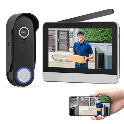 WISDOM VIEW Wireless Video Doorbell with 7-inch Monitor